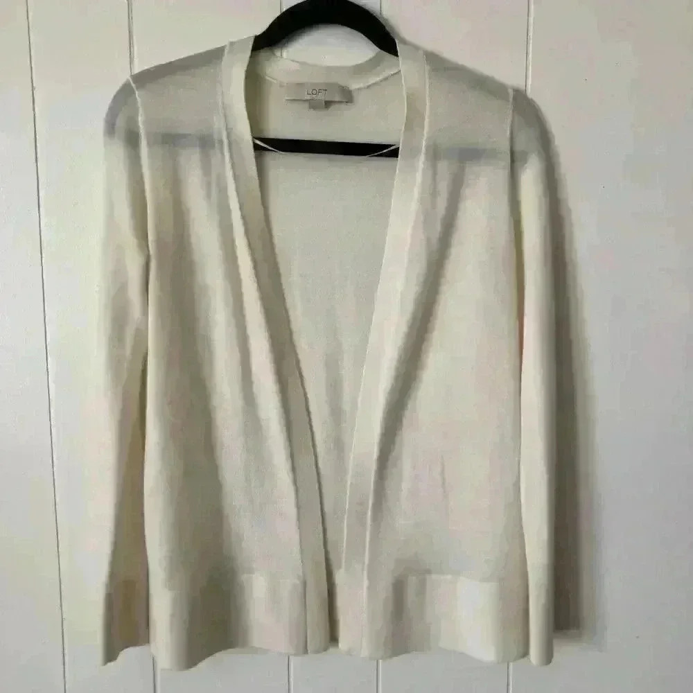 LOFT Ann Taylor Open Front Lightweight Wool Blend Cardigan Size S
